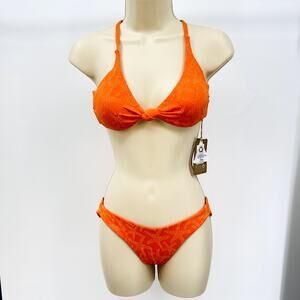 BERLOOK NWT Textured Starfish Pattern Bikini Orange S Beach Pool Vacation